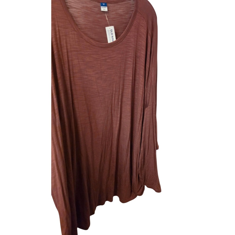Old Navy Luxe Women 4X Terracotta Brown Long Sleeve Slub Knit Scoop Neck Tee